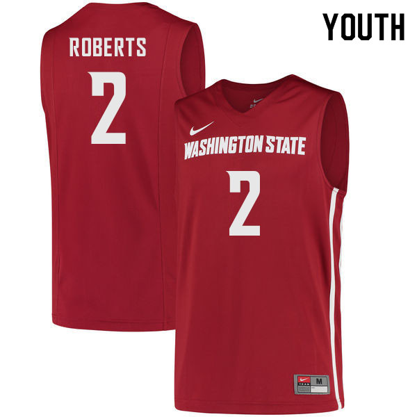Youth #2 Tyrell Roberts Washington State Cougars College Basketball Jerseys Sale-Crimson